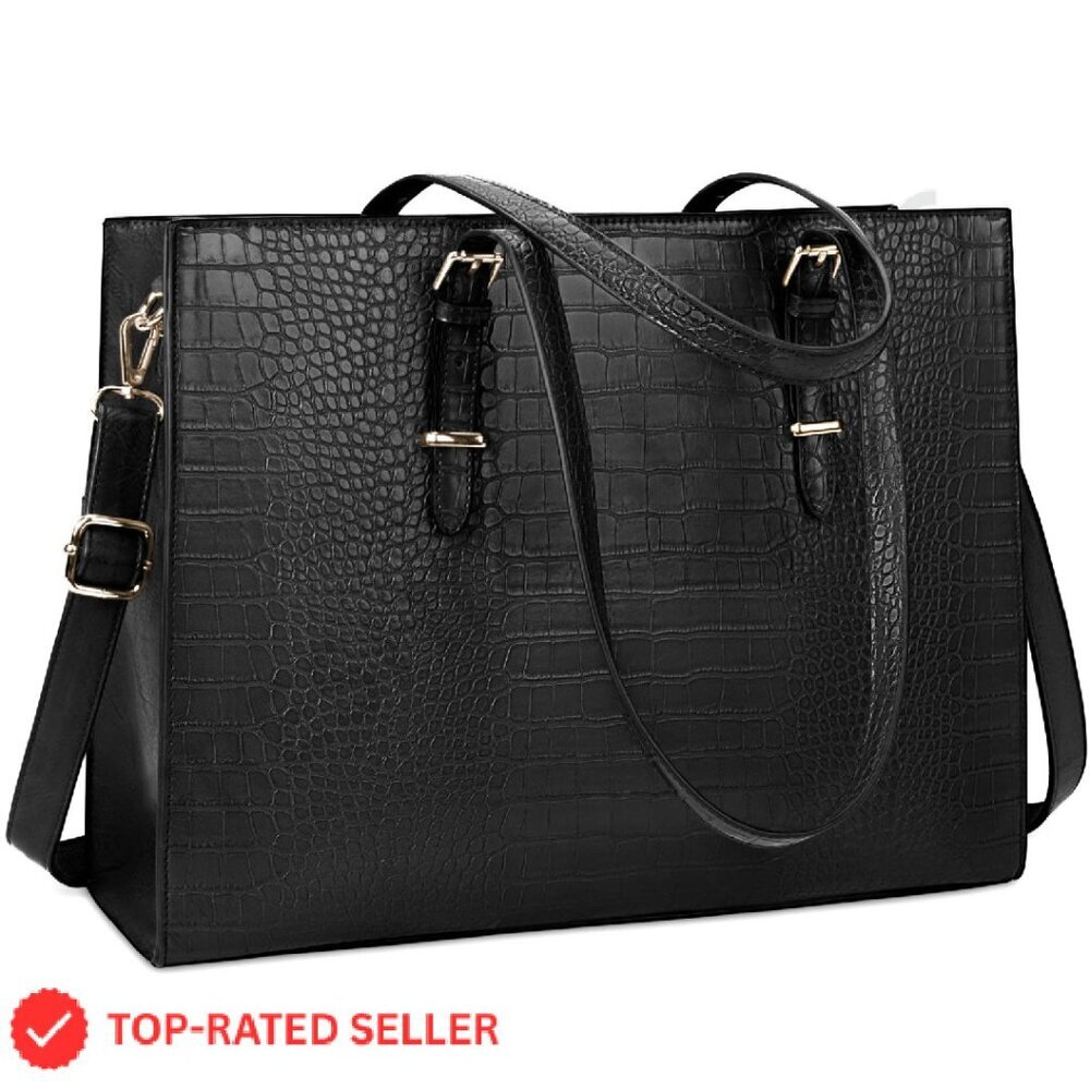 Leather Laptop Tote Bag Classy Business Briefcase Waterproof Shoulder Bag
